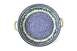 420 Bunzlau Ronde schaal met open handvaten 1416X  Ronde Schalen